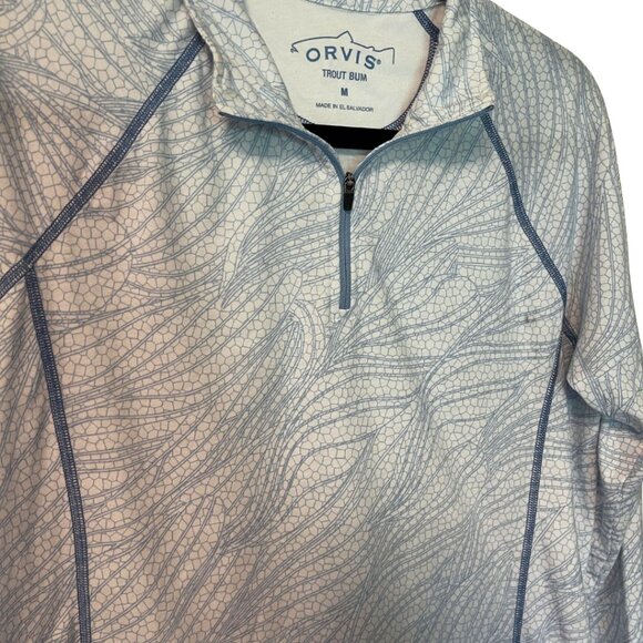 Orvis Women’s Trout Bum Quarter-Zip Pullover Medium Blue Patterned - Picture 2 of 7